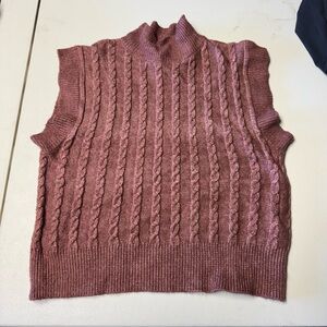cupcakes & cashmere Sleeveless Cable Turtleneck Sweater - Mauve
